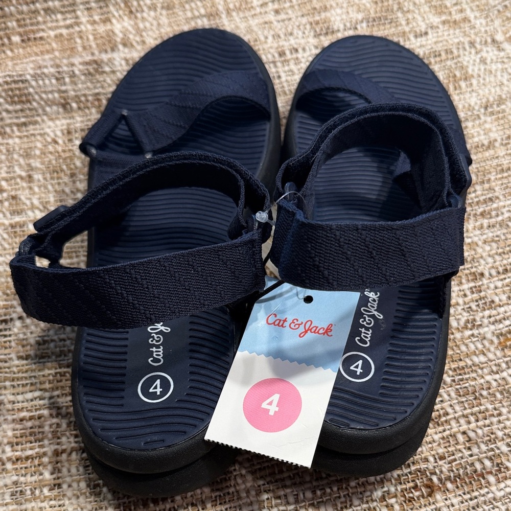 Cat & Jack Navy Blue Kids' Adjustable Strap Sandals.